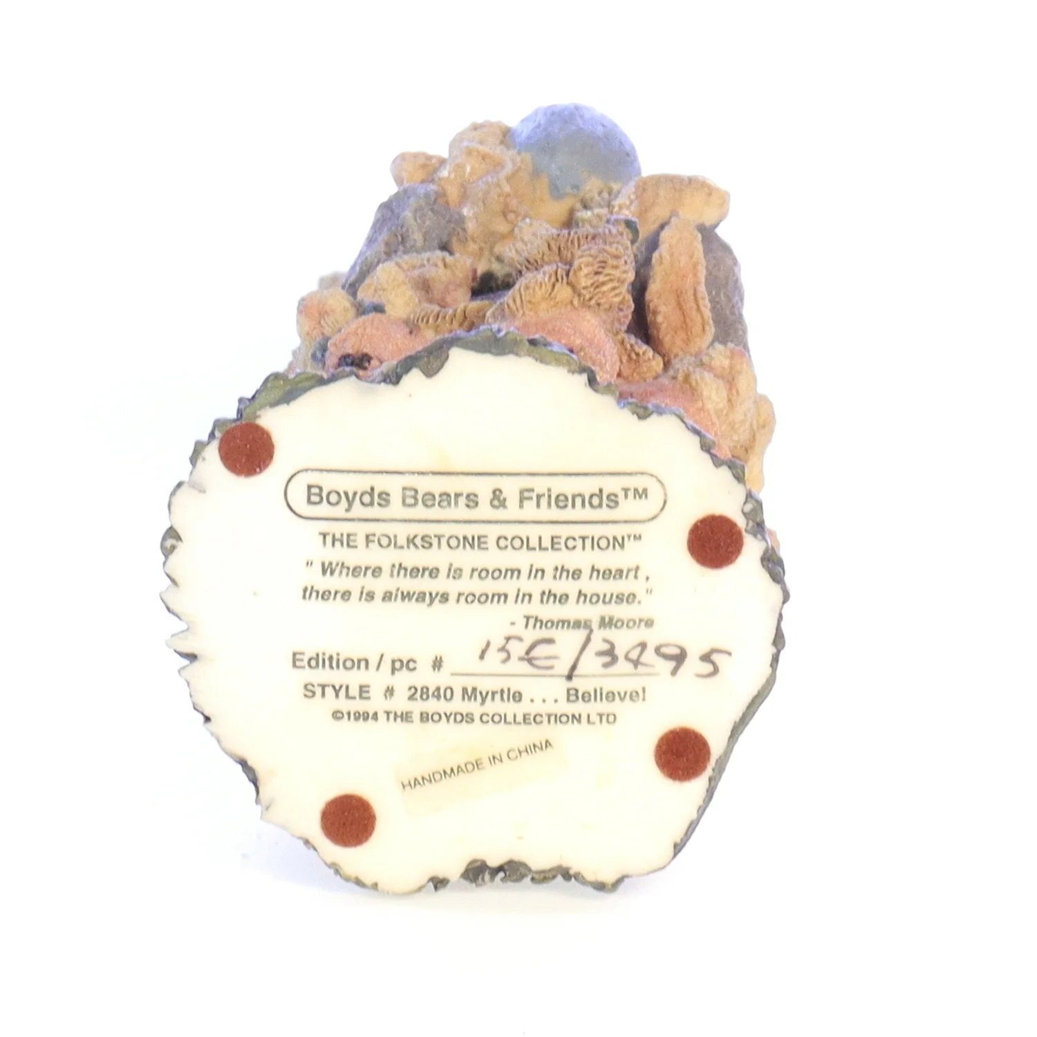 Boyds Bears Resin Figurine in Box Easter 2840 Myrtle ... Believe! 1994 8" - Image 10