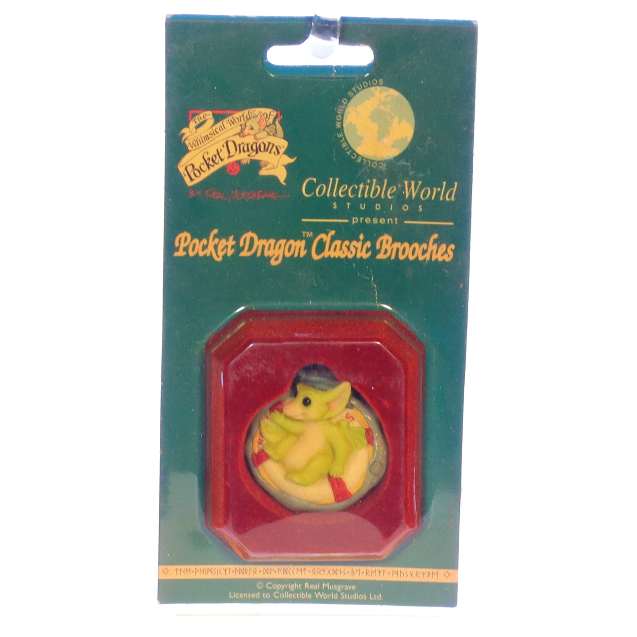 Whimsical World of Pocket Dragons Vintage Resin Seaside Pin or Brooch 02734 1.5"
