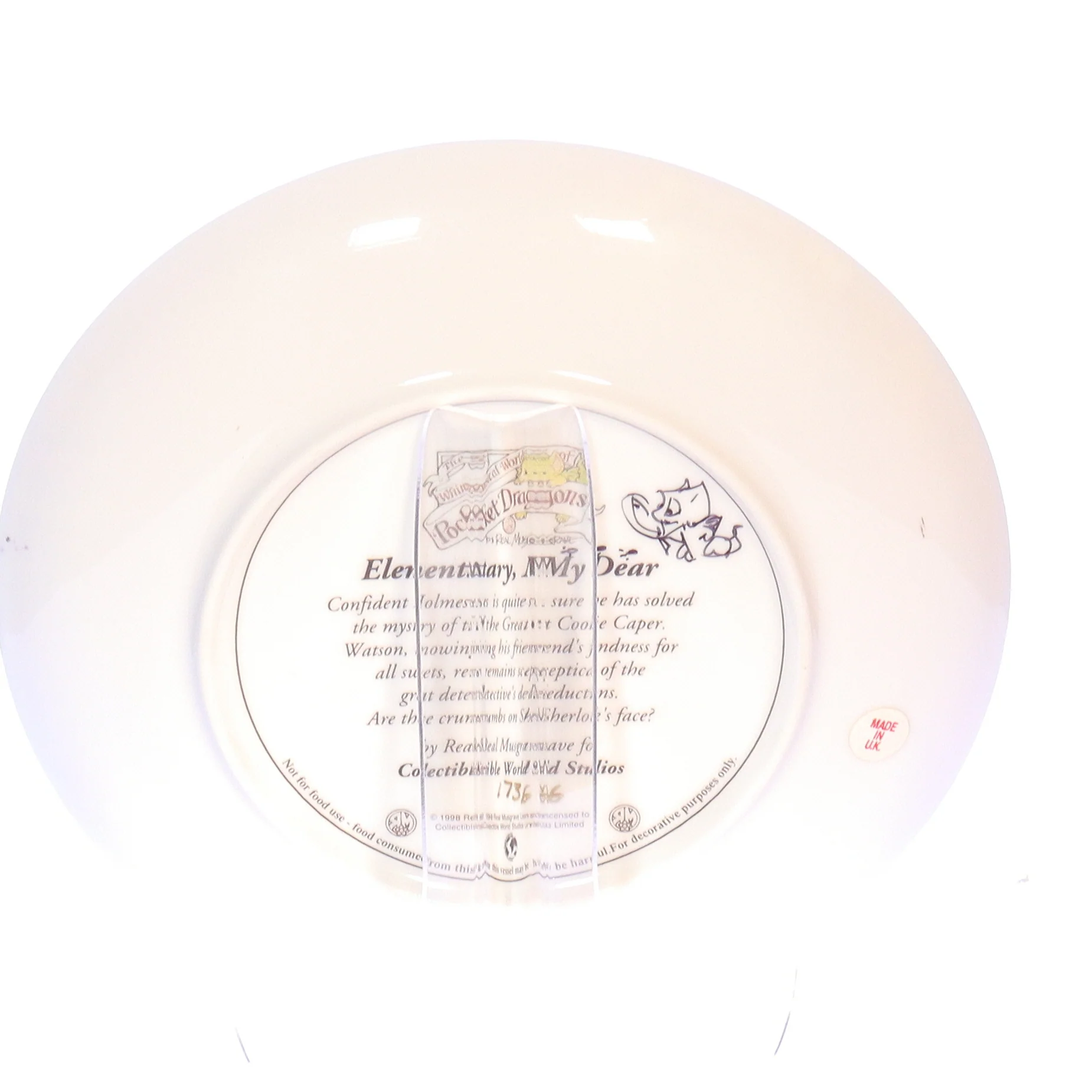 Whimsical World of Pocket Dragons Vintage Resin Sherlock Holmes Signed Plate 8" - Image 6